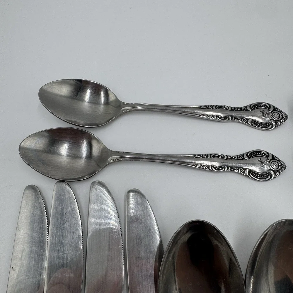 Hanford Forge Charleston Stainless Flatware 20 Pc Lot Korea Floral Rose